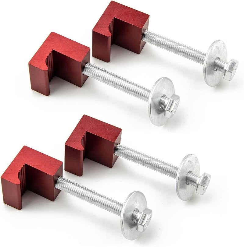 Binazon J Hook Crossover Tool Box Mounting Clamps for Pickup Truck Tool Box Mount Tie Downs (4 PCS, Red) - Image 1